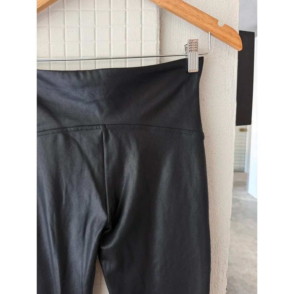 SPANX Faux Leather Moto Leggings Black High Rise Skinny Pants Women Large 20135R